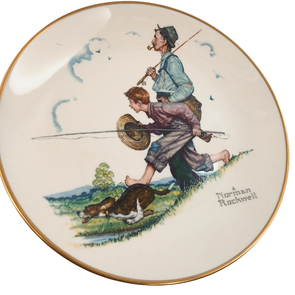 1974 Norman Rockwell Gorham Summer-Goin' Fishin' Limited Edition Fine China